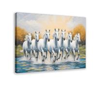 Seven Running Horses Painting Vastu Wall Art 7 Lucky Horse Pictures 11 Canvas Poster Bedroom Decor Sports Landscape Office Room Decor Gift Wall Art Print Picture Paintings for Living Room Bedro
