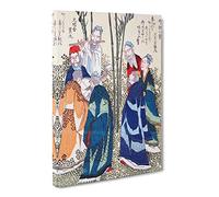Seven Sages In The Bamboo Grove By Yashima Gakutei Canvas Print | Gallery Wrapped 30mm Frame Wall Art | 30x20 inches | Ready to Hang | Asian Floral Picture | Living Room Bedroom Lounge Office