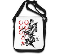 Seven Samurai Red Banner and Samurai Sketch Art Shoulder Bag White