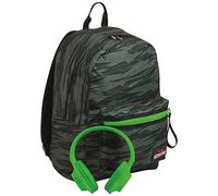 Seven School Backpack, Imusicpack, with Soft Touch Headphones Included, Eco Material, Unisex, Children and Teens, Outdoor and Leisure, Green, One Size