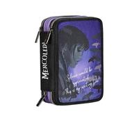 Seven School Pencil Case 3 Compartments, Wednesday Be The Strange You Want to Be, Purple - Multi Compartment Pen Holder with Pencils, Pens and Colours, Backpack Accessories, School Backpack - Pencil