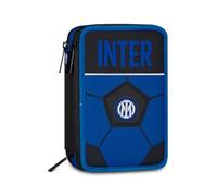 Seven School Pencil Case 3 Zip Inter, Blue, Triple Compartment, 45 Pieces, Stationery Set Included, Accessories Backpack, Elementary School, Children and Teens, Football, Official Product