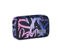 Seven School Pencil Case Quick Case, Black and Purple, Pen Holder Complete with Pens, Pencils, Colours, Backpack Accessories, Elementary and Middle School, Girl, Girl, black and purple, Taglia Unica