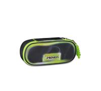 Seven School Pencil Holder Round Plus SHADOWS OF COLOR, Black, Pencil Case with Elastic Loop for Pen, Internal Zip Pocket, Backpack Accessories, Middle and High School, Children and Teenagers