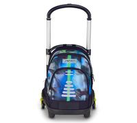 Seven School Trolley Flex 3 Wheels, Blue, Backpack with Detachable Trolley 31 Litres, with PC Pocket, Bottle Pocket, Multi-purpose, Handy and Comfortable, Middle and High Schools, Boy