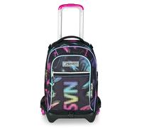 Seven School Trolley Jack 3 Wheels, Black Fuchsia, Backpack with Detachable Trolley 34 L, Bottle Pocket and Crossover System, Durable Handling, Elementary and Middle School, Girl Backpack, Black