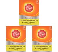 Seven Seas Evening Primrose Oil +1000 mg Starflower Oil Capsules, 30 High Strength Tablets, from Natural Oils, GLA (Omega-6 Fatty Acid), with Vitamin E (Pack of 3)