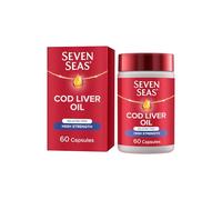Seven Seas High Strength Cod Liver Oil Tablets With Omega-3, Fish Oil, Gelatine Free, EPA and DHA, Plus High Strength Vitamin D, 60 Capsules