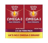 Seven Seas Omega-3 Fish Oil, Max Strength, 60 Capsules, 2 Months Supply (2 X 30 Days Twin Pack), with Educational Leaflet