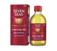 Seven Seas Omega-3 Fish Oil Plus Cod Liver Oil MAX Strength, with Omega-3, Vitamins D and Vitamin E. Food Supplement for Brain2 & Body1-4 Support, 45