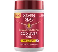 Seven Seas Omega-3 Fish Oil Plus Cod Liver Oil One-A-Day Capsules - Pack of 60, Supports Heart, Bones & Vision
