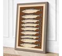 Seven Silvery Fish Botanical Canvas Wall Art Print 18x12 Inch (46 x 30 cm)