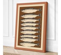 Seven Silvery Fish Botanical Canvas Wall Art Print 24x16 Inch (61 x 41 cm)