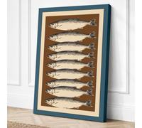Seven Silvery Fish Botanical Canvas Wall Art Print 30x20 Inch (76 x 51 cm)