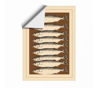 Seven Silvery Fish Botanical Unframed Wall Art Print A2 (59.4×42cm), Wall Decor for Living Room, Bedroom, Office & Home, Art Gift