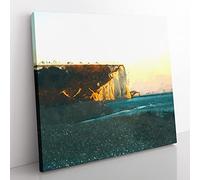 Seven Sisters Cliffs in Eastbourne Modern Canvas Wall Art Print Ready to Hang, Framed Picture for Living Room Bedroom Home Office Décor, 50x50 cm (20x20 Inch)