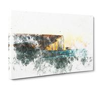 Seven Sisters Cliffs In Eastbourne Watercolour Canvas Print | Gallery Wrapped 30mm Frame Wall Art | 24x16 inches | Ready to Hang | Modern Landscape Picture | Living Room Bedroom Lounge Office