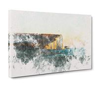 Seven Sisters Cliffs in Eastbourne Watercolour Canvas Print | Gallery Wrapped 30mm Frame Wall Art | 30x20 inches | Ready to Hang | Modern Landscape Picture | Living Room Bedroom Lounge Office