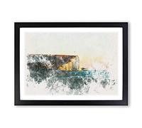 Seven Sisters Cliffs in Eastbourne Watercolour Framed Print | A2 Black Framed Wall Art | Ready to Hang | Modern Landscape Picture | Living Room Bedroom Lounge Office