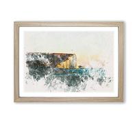 Seven Sisters Cliffs in Eastbourne Watercolour Framed Print | A2 Oak Framed Wall Art | Ready to Hang | Modern Landscape Picture | Living Room Bedroom Lounge Office
