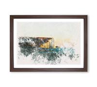 Seven Sisters Cliffs in Eastbourne Watercolour Framed Print | A2 Walnut Framed Wall Art | Ready to Hang | Modern Landscape Picture | Living Room Bedroom Lounge Office