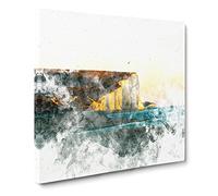 Seven Sisters Cliffs in Eastbourne Watercolour Modern Canvas Wall Art Print Ready to Hang, Framed Picture for Living Room Bedroom Home Office Décor, 20x20 Inch (50x50 cm)