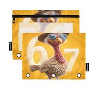 Seven Six Turkey Large Zipper pouching with Clear Window Pencil case with Zipper Reinforced Grommets 3 Ringing Binder for Storing School Office Supplies Multicolored 2 PCS