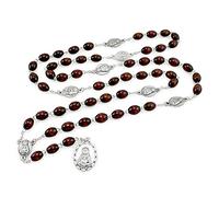 Seven Sorrows of Mary Rosary Chaplet Oval Brown Wooden Beads and Matching Rosary Pouch- Servite Rosary[, ]