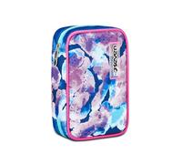 Seven School Pencil Case Speed Case, Purple Fuchsia Green, Custom Cloud, Mono Compartment Pen Holder with Removable Planks and Pens, Pencils, Colours, Accessories Backpack, Elementary, Medium, Girl,