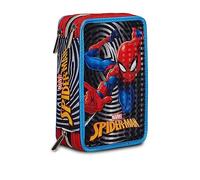 Seven Spider-Man The Greatest Hero 3 Zip Pencil Case, Multicoloured, Complete with Pencils, Markers etc.., School & Leisure