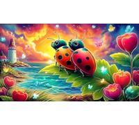 seven-spotted-ladybug 1000 Piece Jigsaw Puzzles for Age 12 Years Kids Classic Educational Games 38x52cm/1000pcs