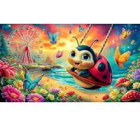 seven-spotted-ladybug 1000 Pieces Jigsaw Puzzle for Age 12 Years Kids Decoration 100% Recycled Cardboard 38x52cm/1000pcs