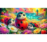 seven-spotted-ladybug 1000 Pieces Jigsaw Puzzle for Age 12 Years Kids Decoration 100% Recycled Cardboard 38x52cm/1000pcs