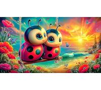 seven-spotted-ladybug 1000Pc Jigsaw Puzzle for Kid Toys Challenging Puzzle Games 100% Recycled Cardboard 75x50cm/1000pcs