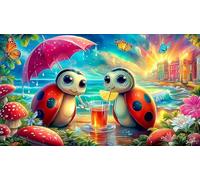 seven-spotted-ladybug Jigsaw Puzzles 1000 Pieces Fun and Challenging Family Game Puzzle Game Great Gift Idea for The Whole for Women, Gifts for Men 70x50cm/1000pcs