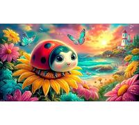 seven-spotted-ladybug Jigsaw Puzzles 1000 Pieces Fun and Challenging Family Game Puzzle Game Great Gift Idea for The Whole for Women, Gifts for Men 70x50cm/1000pcs