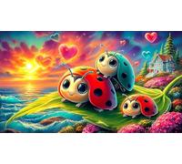 seven-spotted-ladybug Jigsaw Puzzles 1000 Pieces Fun and Challenging Family Game Puzzle Game Great Gift Idea for The Whole for Women, Gifts for Men 70x50cm/1000pcs