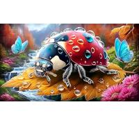 seven-spotted-ladybug Jigsaw Puzzles 1000 Pieces Fun and Challenging Family Game Puzzle Game Great Gift Idea for The Whole for Women, Gifts for Men 38x52cm/1000pcs