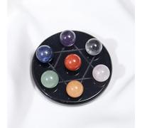 Seven Star Array Obsidian Plate Mixed Crystal Ball Set Stones Classical FengShui Ornament Gemstone Stone