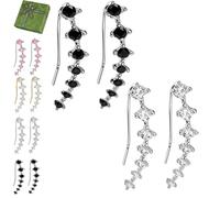 Seven Star Diamond Stud Earrings, 2026 New Sparkly Gold/Silver Elegant 7-Star Sparkling Earrings for Women, Fashion Style (Black+Silver)