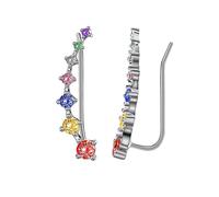 Seven Star Diamond Stud Earrings,7 Crystals Ear Cuffs Climbers Earrings, Flashing Diamond Stud Jewelry for Women (Colorful)