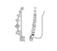 Seven Star Diamond Stud Earrings,7 Crystals Ear Cuffs Climbers Earrings, Flashing Diamond Stud Jewelry for Women (White)