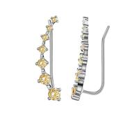 Seven Star Diamond Stud Earrings,7 Crystals Ear Cuffs Climbers Earrings, Flashing Diamond Stud Jewelry for Women (Yellow)