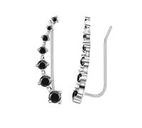 Seven Star Diamond Stud Earrings,7 Crystals Ear Cuffs Climbers Earrings, Flashing Diamond Stud Jewelry for Women (Black)