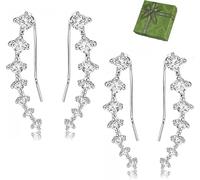 Seven Star Diamond Stud Earrings, Diamond Stud Earrings for Women, Sparkly Gold/Silver 7-Star Earrings (2pcs)