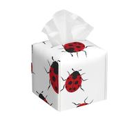 Seven Star Ladybird Print Leather Tissue Box Cover â€“ Foldable Organizer for Bathroom, Living Room, Desk, Office, Car, and More