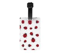 Seven Star Ladybird Print Luggage Tags with Full Back Privacy Cover - Durable PVC ID Labels for Suitcases & Backpacks