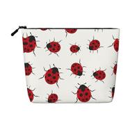 Seven Star Ladybird Printed Fake Hemp Makeup Bag â€“ Travel Toiletry Organizer, Daily Storage, Business Trip Essential