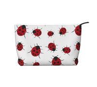 Seven Star Ladybird Zipper Closure Corduroy Makeup Bag Multifunctional Organizer 22x7x17cm for Travel Camping Vacation Fitness