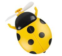 Seven Star Ladybug USB Charging Fan Mirror with Fill Light Yellow Plastic